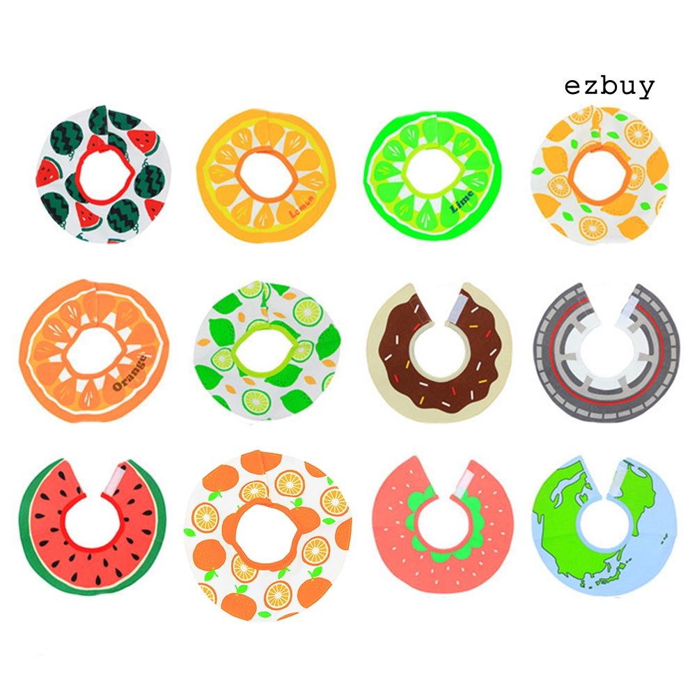 Yếm ăn hình tròn thấm hút tốt có thể xoay 360 độ in họa tiết trái cây xinh xắn cho bé