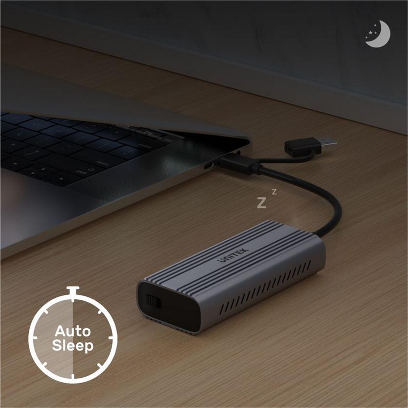 HỘP ĐỰNG Ổ CỨNG DI ĐỘNG SSD GIAO DIỆN USB-C 10GB RA CỔNG M2 PCLE/SATA ENCLOSURE S1225A UNITEK - HÀNG CHÍNH HÃNG