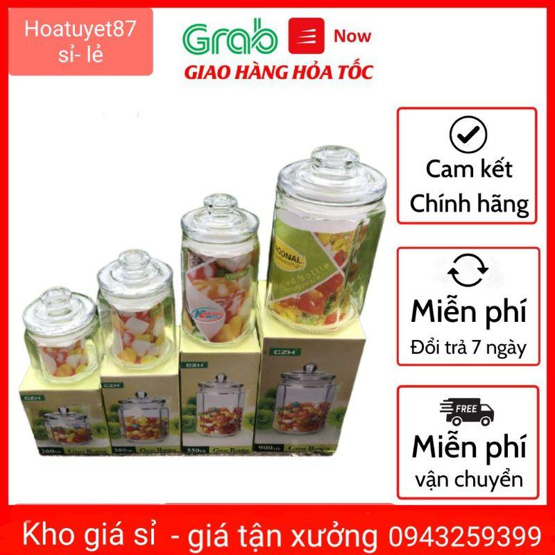 hũ đựng gia vị thủy tinh kèm có gioăng cao su chống ẩm