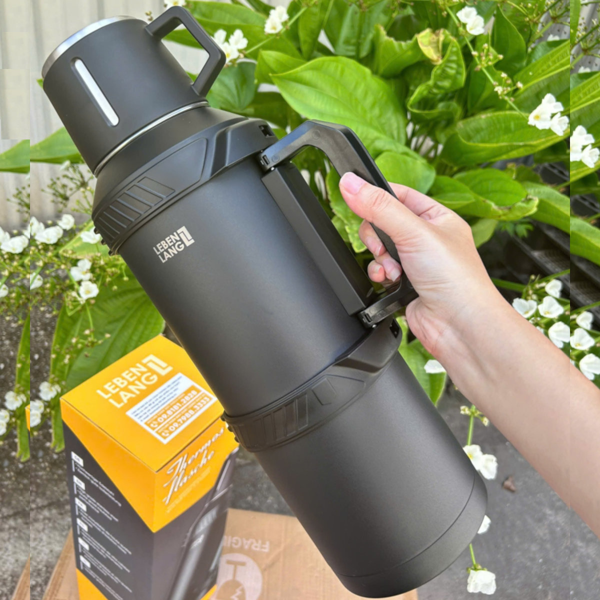 Bình giữ nhiệt Inox 316 Lê Bên Làng LBL3026/ LBL3025 dung tích 4L/ 6L có lõi lọc trà và dây đeo