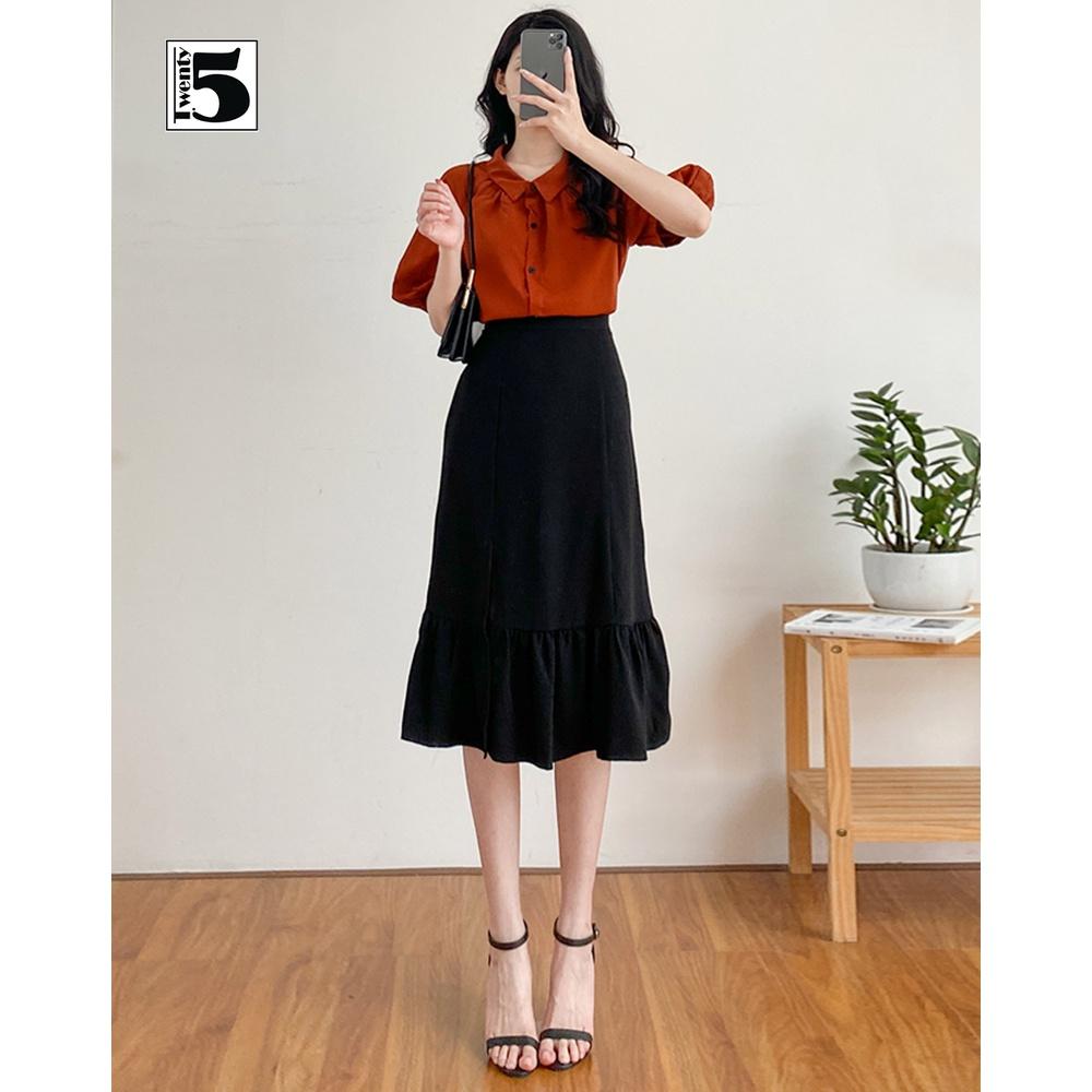 Áo sơ mi nữ công sở tay bồng cổ đức nhún chân Twentyfive T150