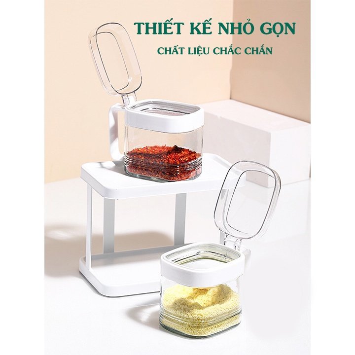 Bộ 3 Hũ Đựng Gia Vị HOKORI, Bộ 3 Lọ Đựng Gia Vị Có Nắp Đậy Kèm Thìa Dày Dặn Bền Đẹp