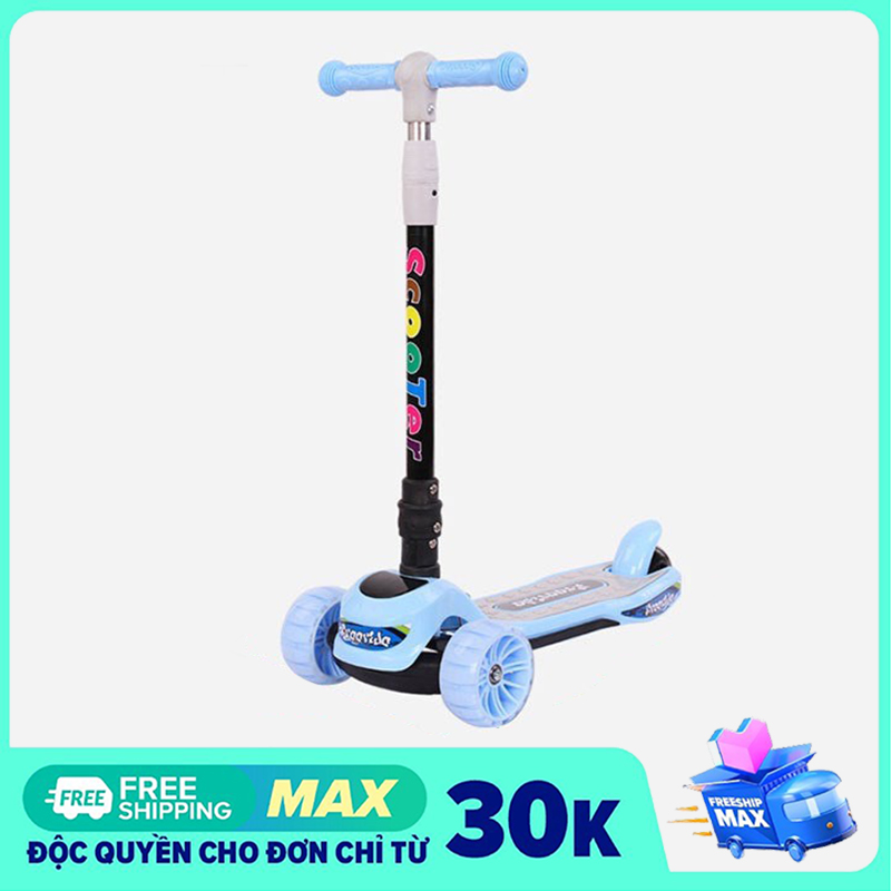 Xe Trượt Scooter Trẻ Em, Xe Trượt Scooter Cho Bé Có Đèn LED Phát Nhạc, Phát Sáng, Chất Liệu Nhựa PP An Toàn, Gọn Nhẹ