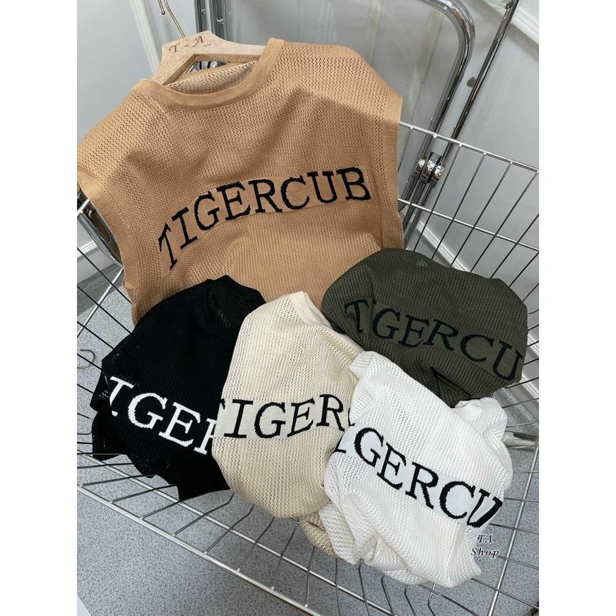 Áo lưới len Montoghi dệt kim Quảng Châu TIGERCUB tay hến cổ tròn xinh xắn