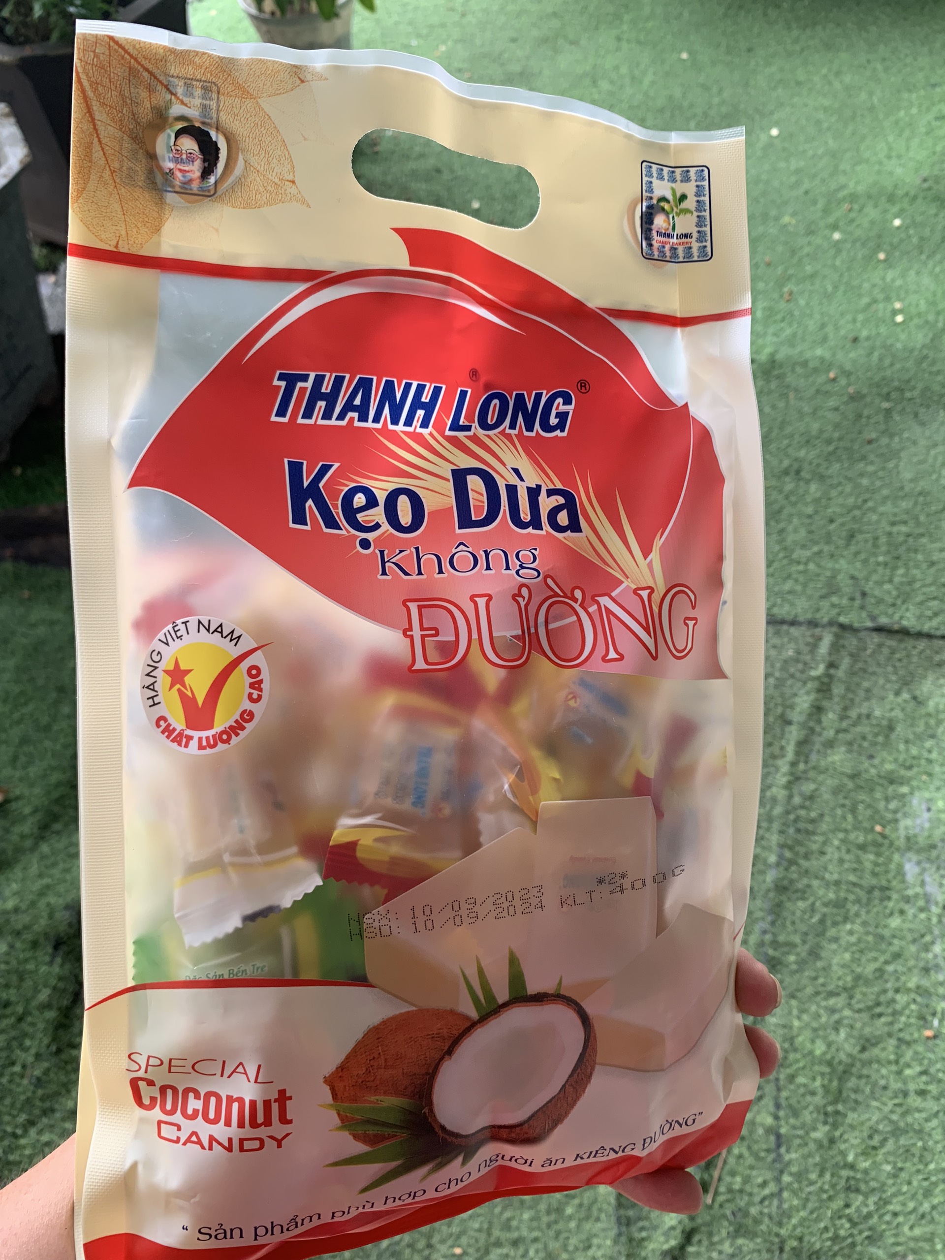 Kẹo dừa sữa không đường Thanh Long gói 400g