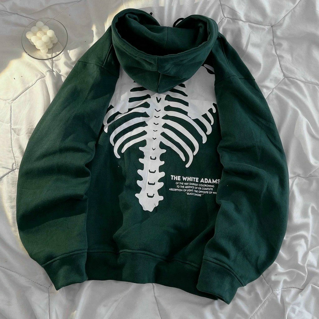 Áo Hoodie Hình Bộ Xương - Khoác Nỉ Có Nón Mũ 2 Lớp -Form Rộng Unisex Hàn Quốc Cặp Đôi Nam Nữ - Chống Nắng Thu Đông - M