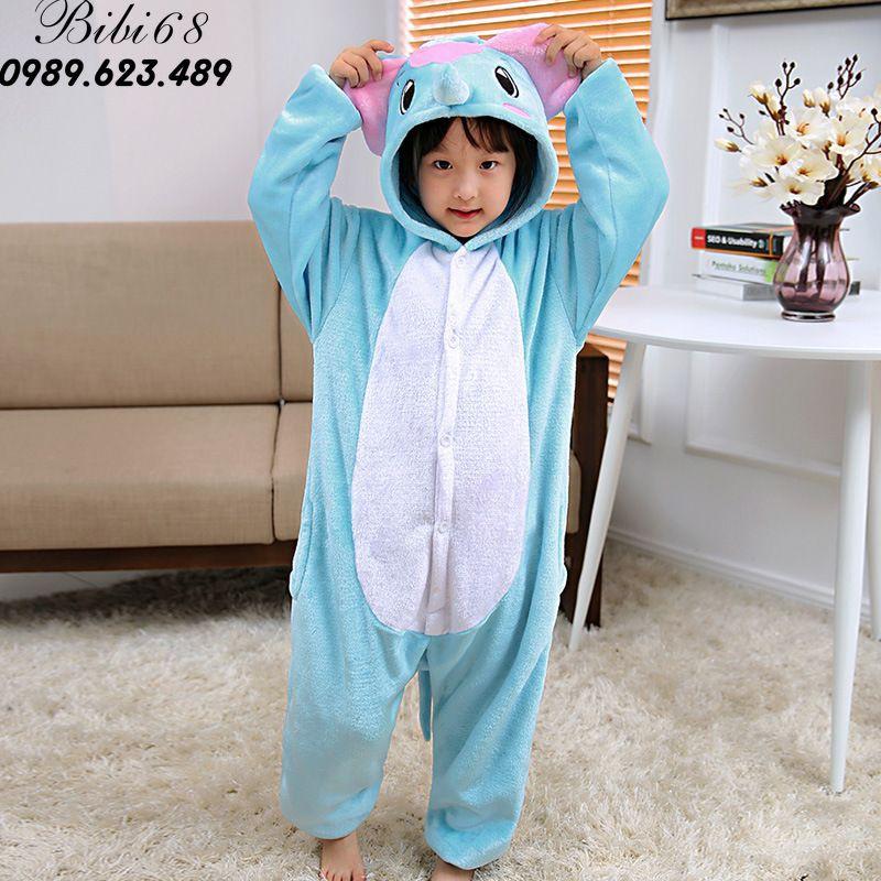 Bộ Đồ thú Khủng Long xanh liền thân lông mịn Pijama dành Cho Người Lớn và Trẻ Em kiểu dáng Động Vật Hoạt Hình Cosplay