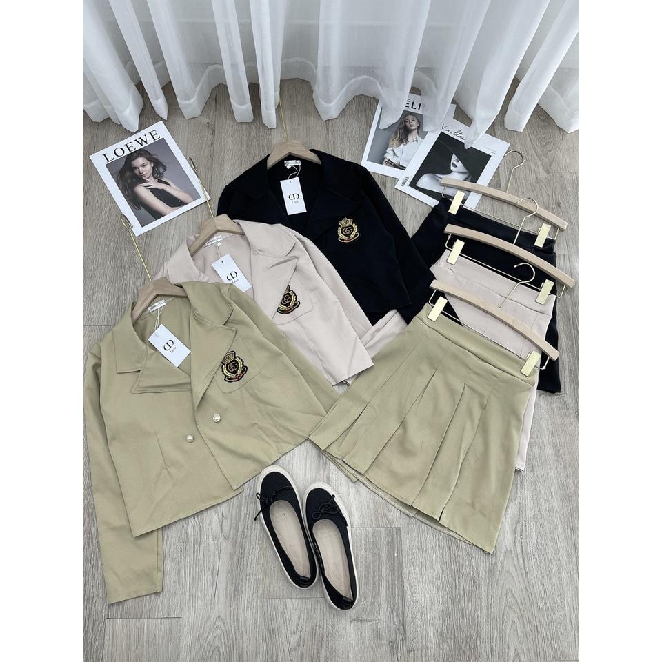 Sét áo GG cổ vest crt mix cv xếp li