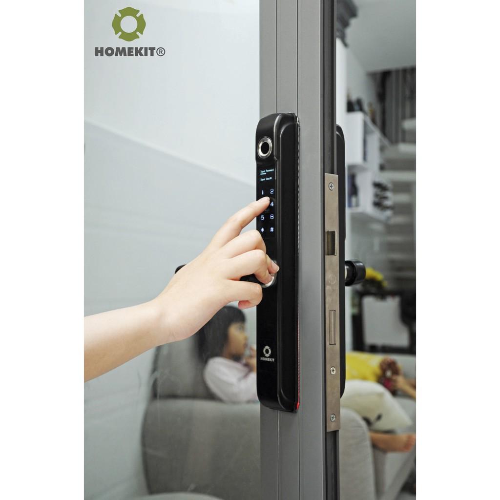 Khoá cửa vân tay điện tử thông minh HOMEKIT AB-04C tích hợp 4 chức năng cho cửa nhôm Xingfa - lắp đặt tại nhà