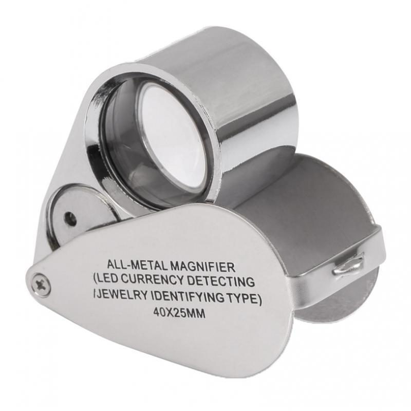 40x 25mm Glass LED Light Magnifying Magnifier Jeweler Eye Jewelry Loupe 4pcs