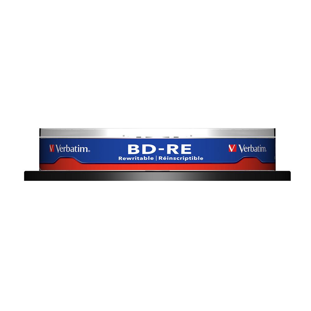 Bộ lưu trữ dữ liệu dạng đĩa nhỏ gọn Verbatim BD-RE 25GB - 10pk trục 2x, ghi Blu-ray, in trắng