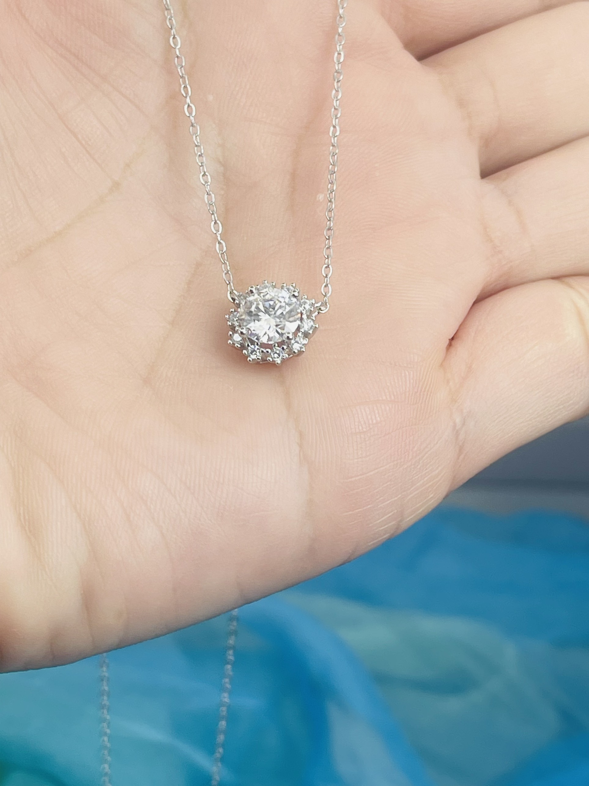 Dây chuyền Moissanite 1ct Kim Cương nhân tạo và Bạc 925 xi Bạch Kim N1976