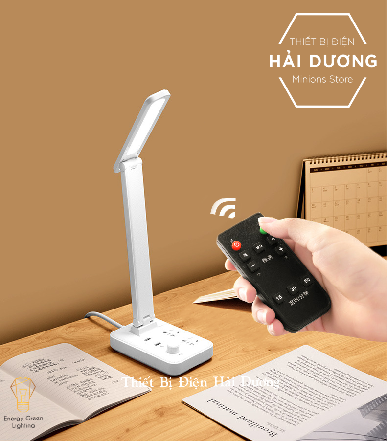 Đèn Bàn Led Tích Hợp Ổ Cắm DB-3011 - Có Điều Khiển - 3 Chế Độ Ánh Sáng - Tăng Giảm Ánh Sáng - Thay Đổi Được Góc Chiếu - Có Video