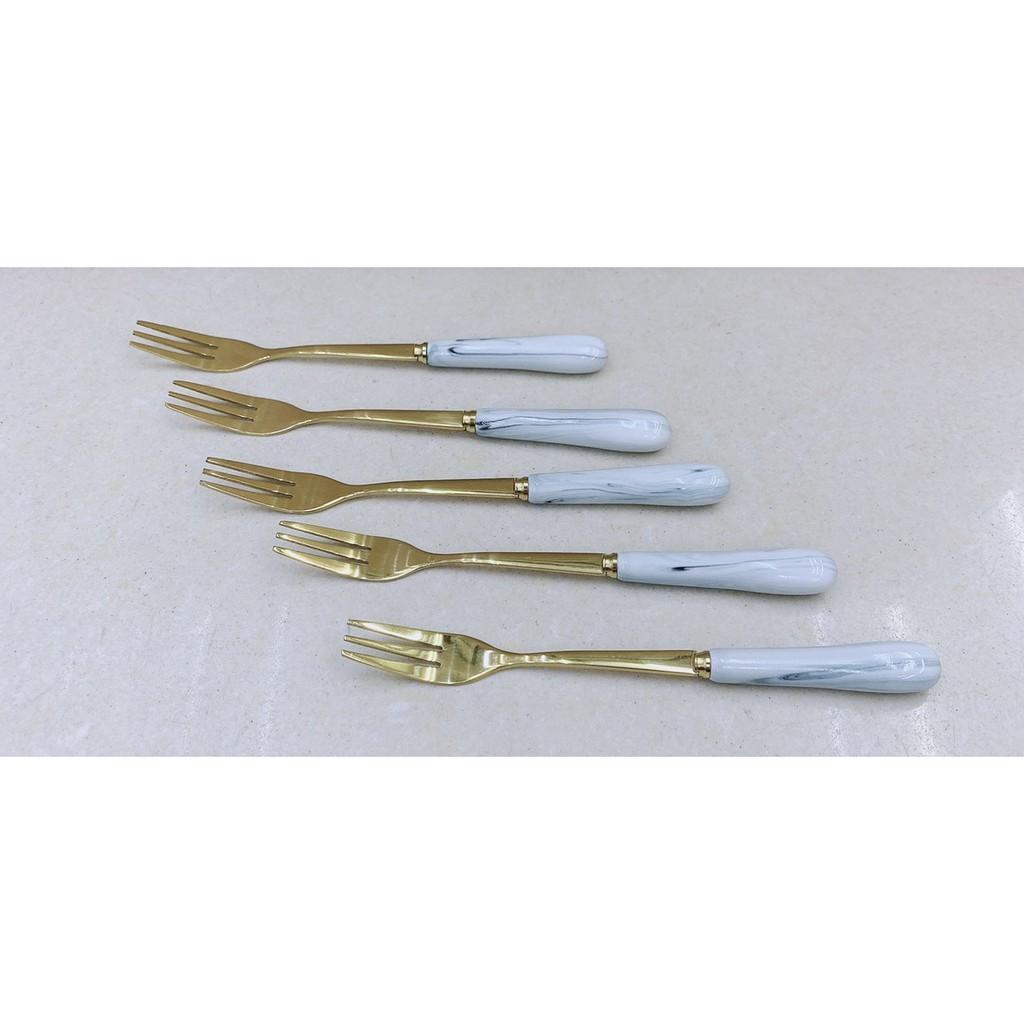 Combo 6 dĩa ăn hoa quả cán sứ vấn xám