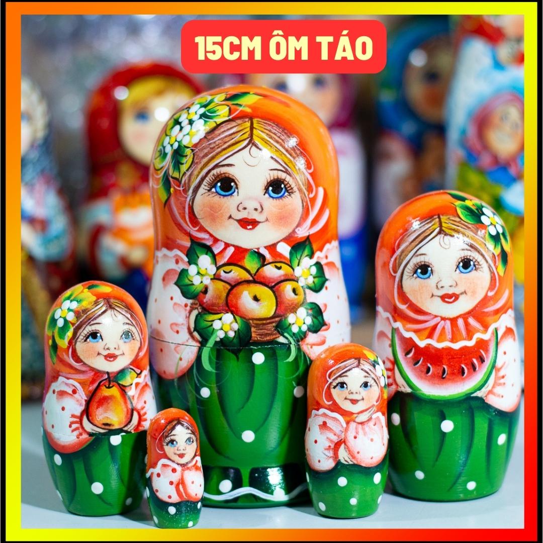 BỘ BÚP BÊ NGA MATRYOSHKA 5 LỚP 15CM "MISA ÔM TÁO" QUÀ LƯU NIỆM NGA ĐỘC ĐÁO CỰC ĐẸP