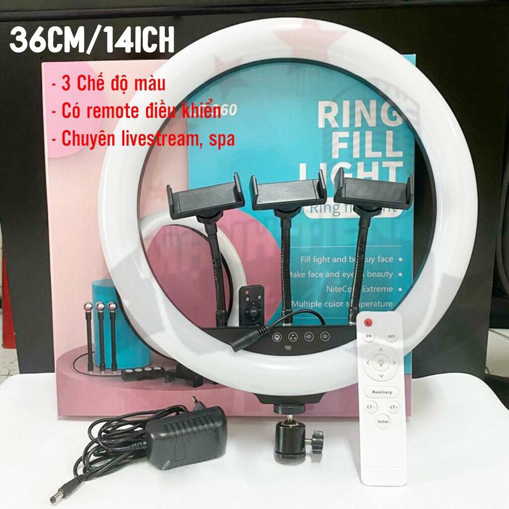 Bộ đèn livestreams LC 360  - 3 kẹp điện thoại, trợ sáng makeup, spa làm đẹp, livetream