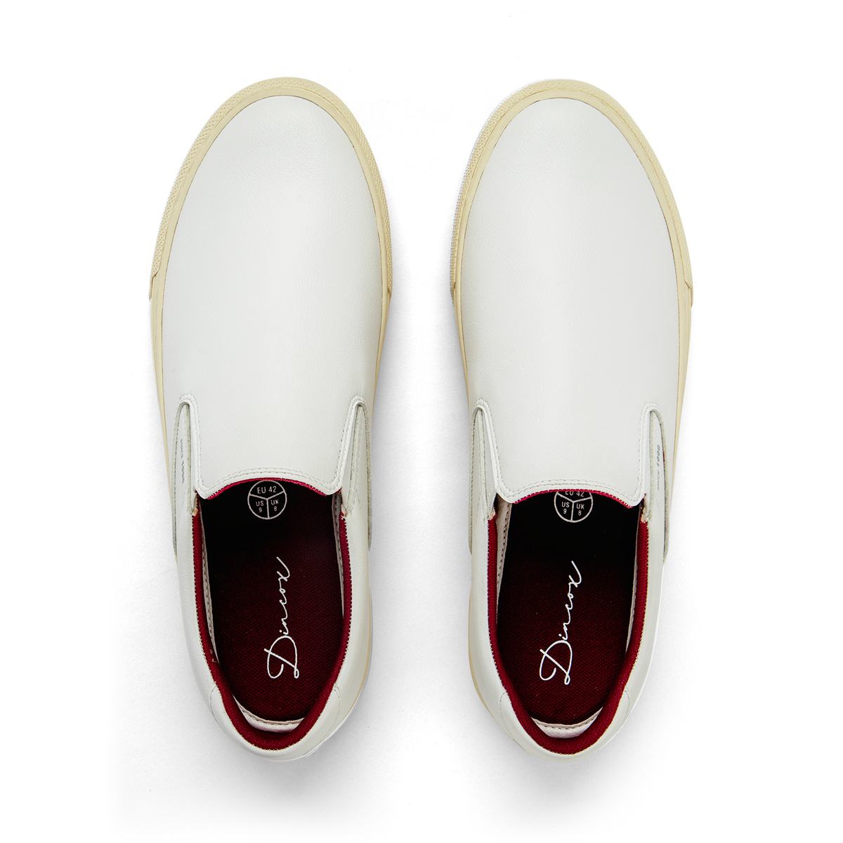 Giày Lười Da Unisex DINCOX C38 Đơn Giản Thanh Lịch Slip on White