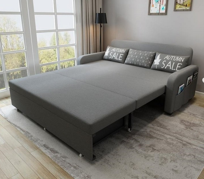 GIƯỜNG SOFA THÔNG MINH GẤP GỌN KHUNG THÉP CHỊU LỰC. KT 1m6 x 1m9 TẶNG KÈM 3 GỐI CÙNG TONE Nội Thất Juno Sofa