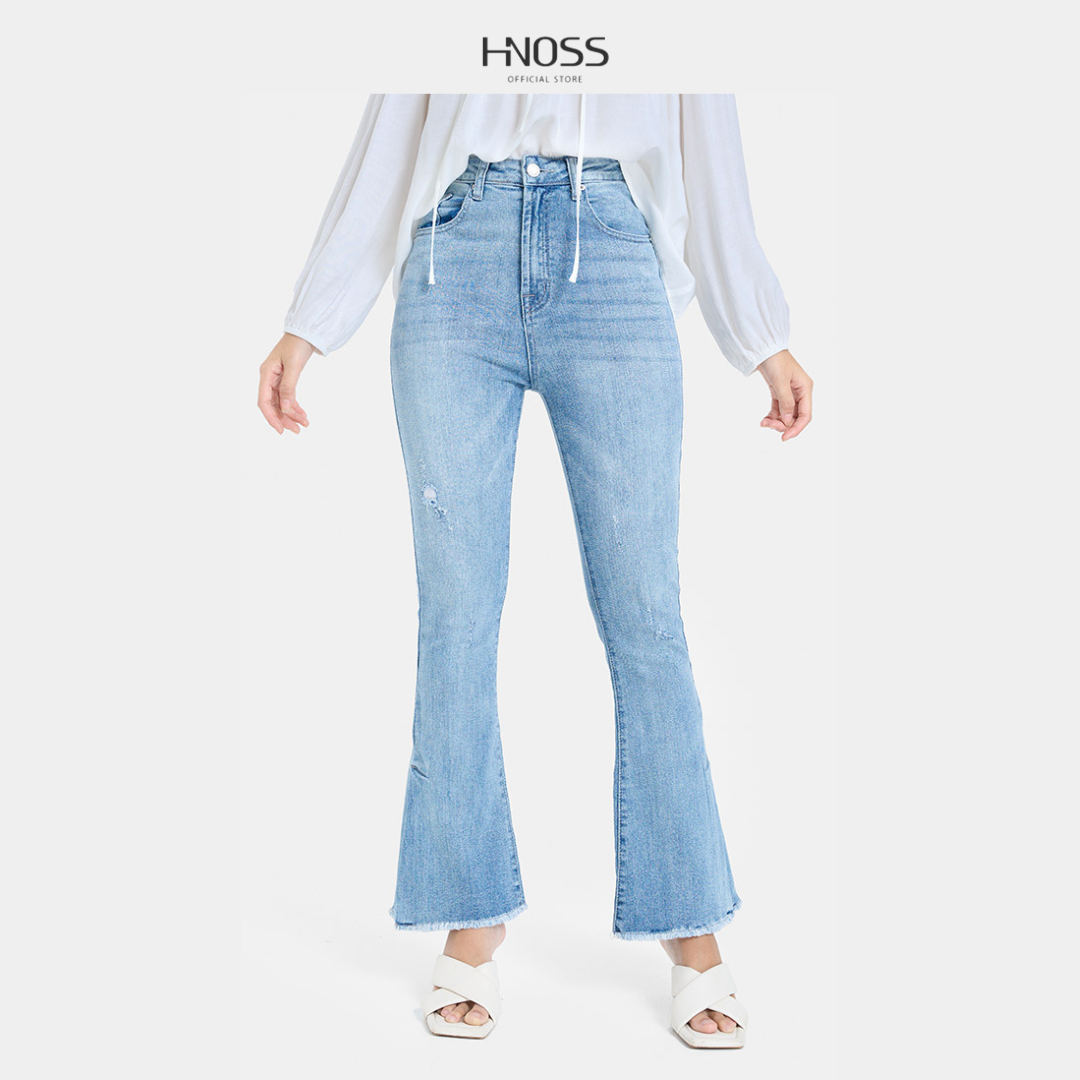 Quần Jeans Dài Nữ Thời Trang HNOSS Kiểu Dáng Ống Loe HNQDA030