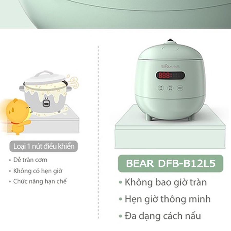Nồi cơm điện mini đa năng Bear 1.2L (lòng nồi 0.3L) 8 chế độ nấu, Anh Lam Store - Hàng chính hãng