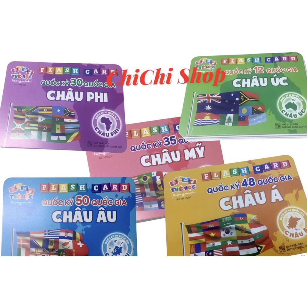 Thẻ Học Thông Minh,Thẻ Học Song Ngữ Anh Việt Flashcards Quốc Kỳ Các Quốc Gia 5 Châu Lục Cho Bé Khám Phá về Thế Giới