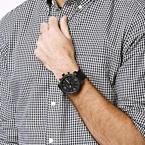 Fossil Men's Nate Quartz Stainless Steel and Leather Chronograph Watch, Color: Black (Model: JR1354