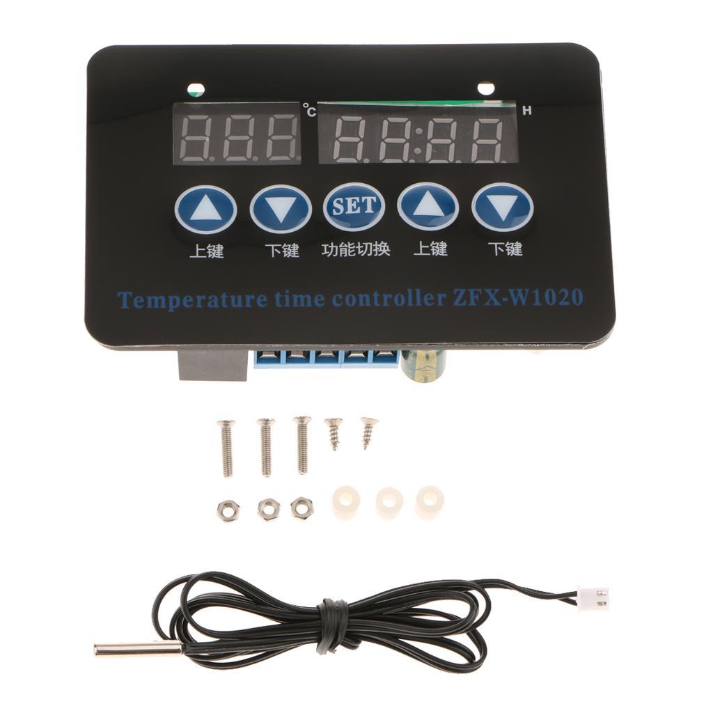 Dual Stage Digital Temperature Time Controler Switch 1 Relay DC 12V 24V 220V