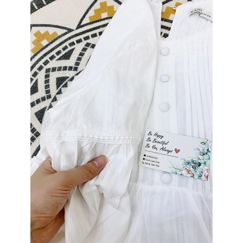 Áo Sơ Mi Babydoll Tay Bồng Cúc Bọc Ullzzang