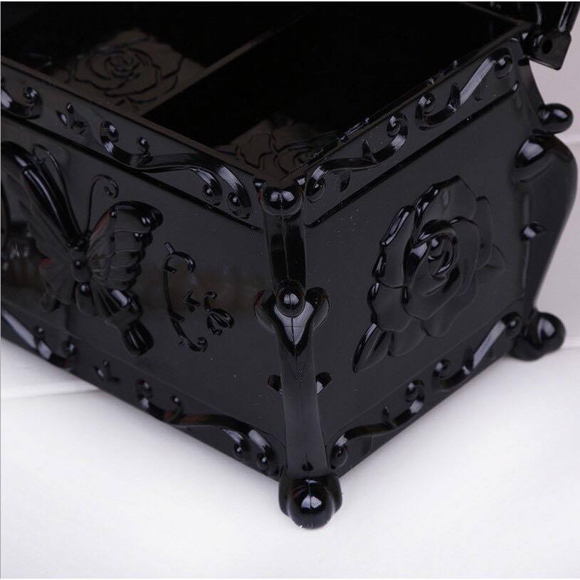 Hộp đựng bông tẩy trang, trang sức mini phong cách Vintage có gương soi Angelyi