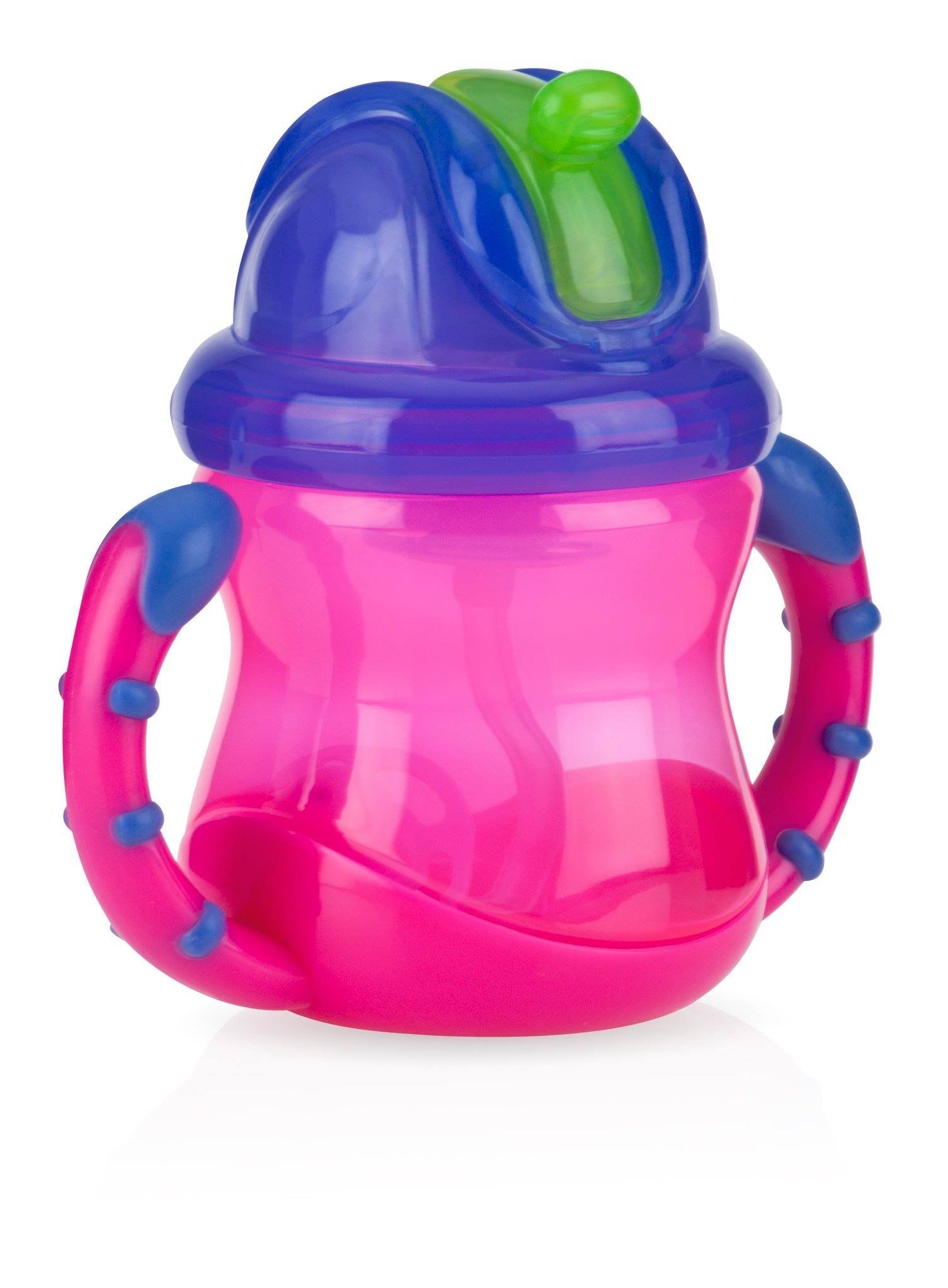 Bình uống nước 240ml, có ống hút làm bằng Silicone, 360 độ, 2 tay cầm
