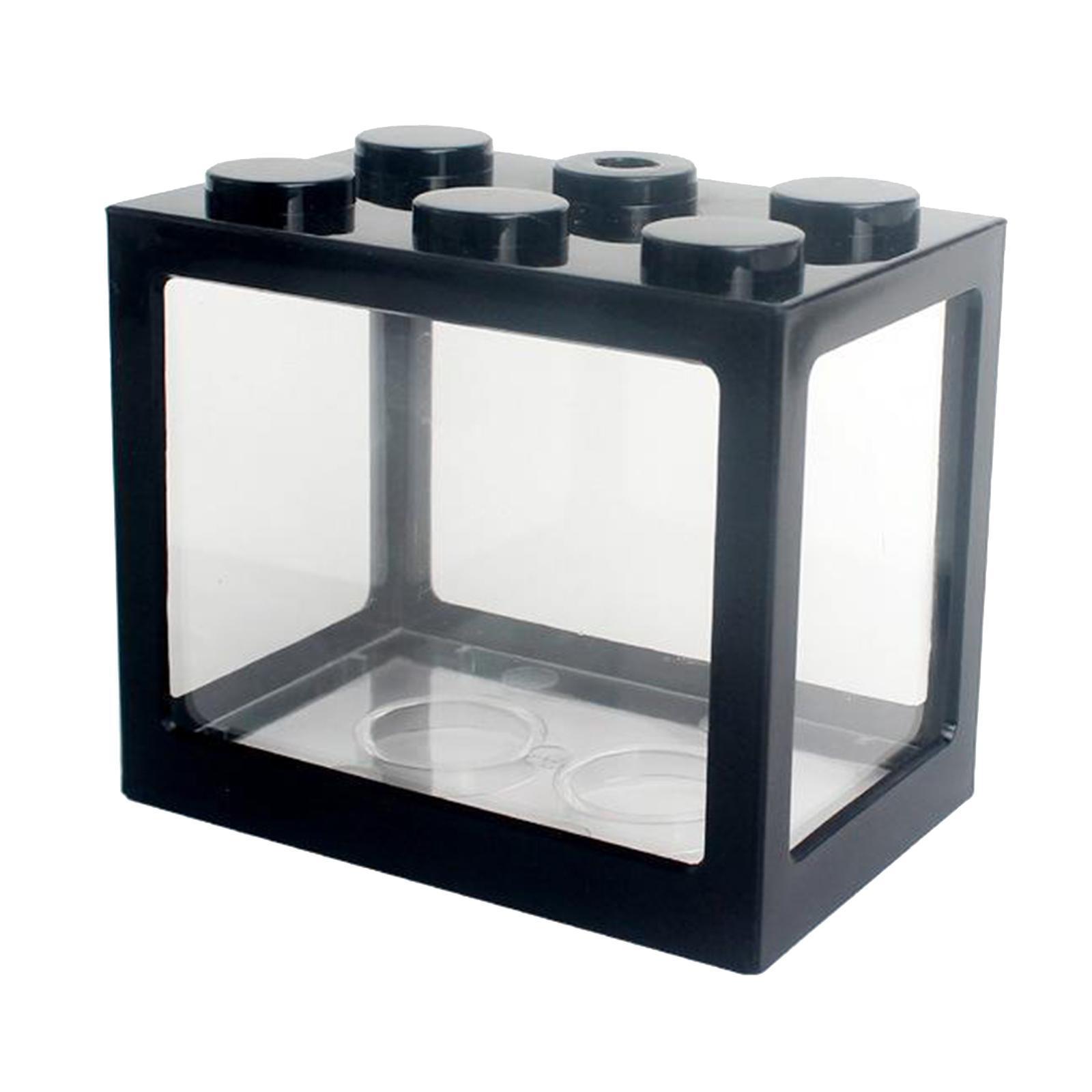 2 Pieces Aquarium Fish Tank Mini Building Blocks Spider Box Home Decor black