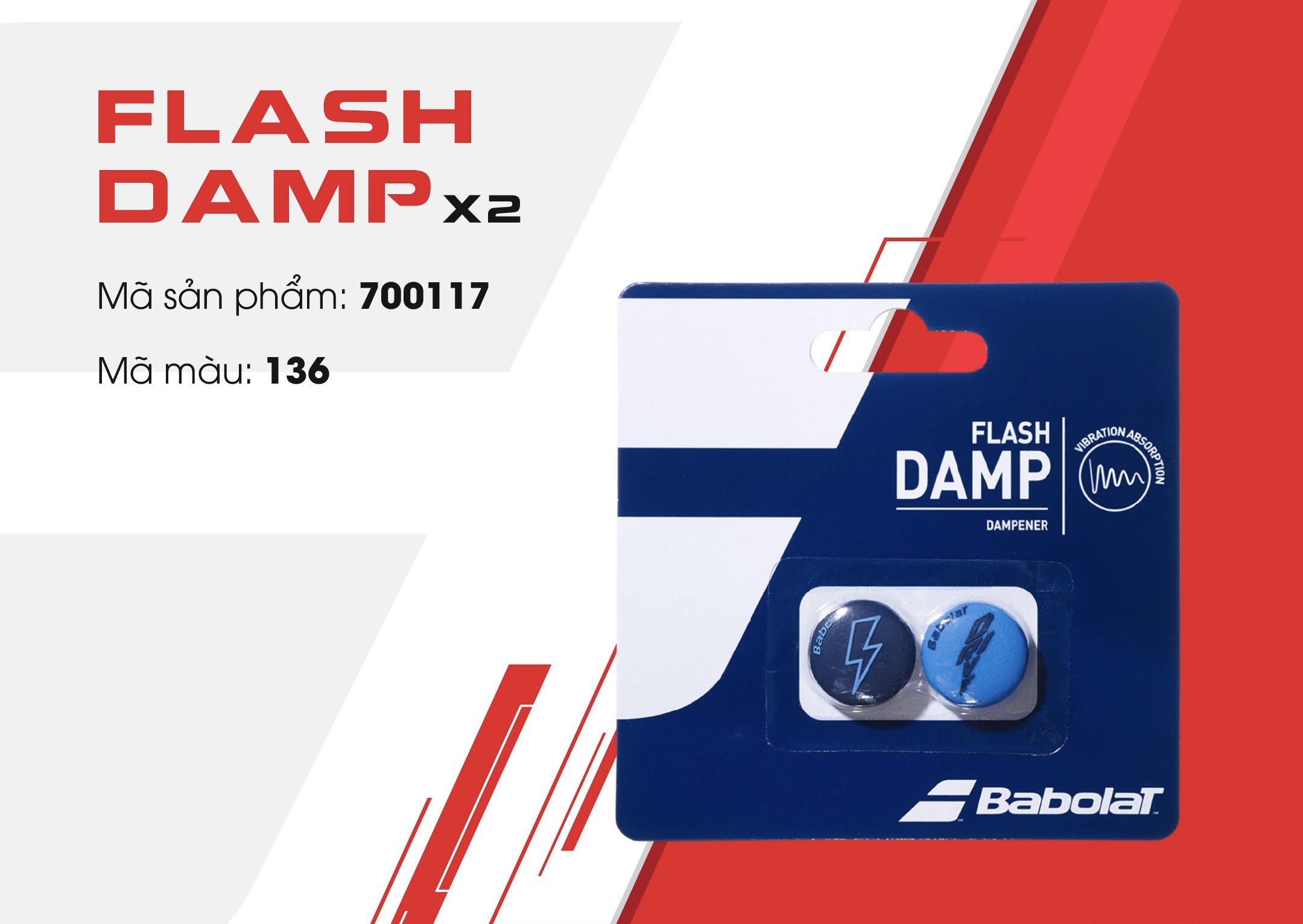 Giảm rung Babolat Flash Vibration - Vỉ X2 (700117)