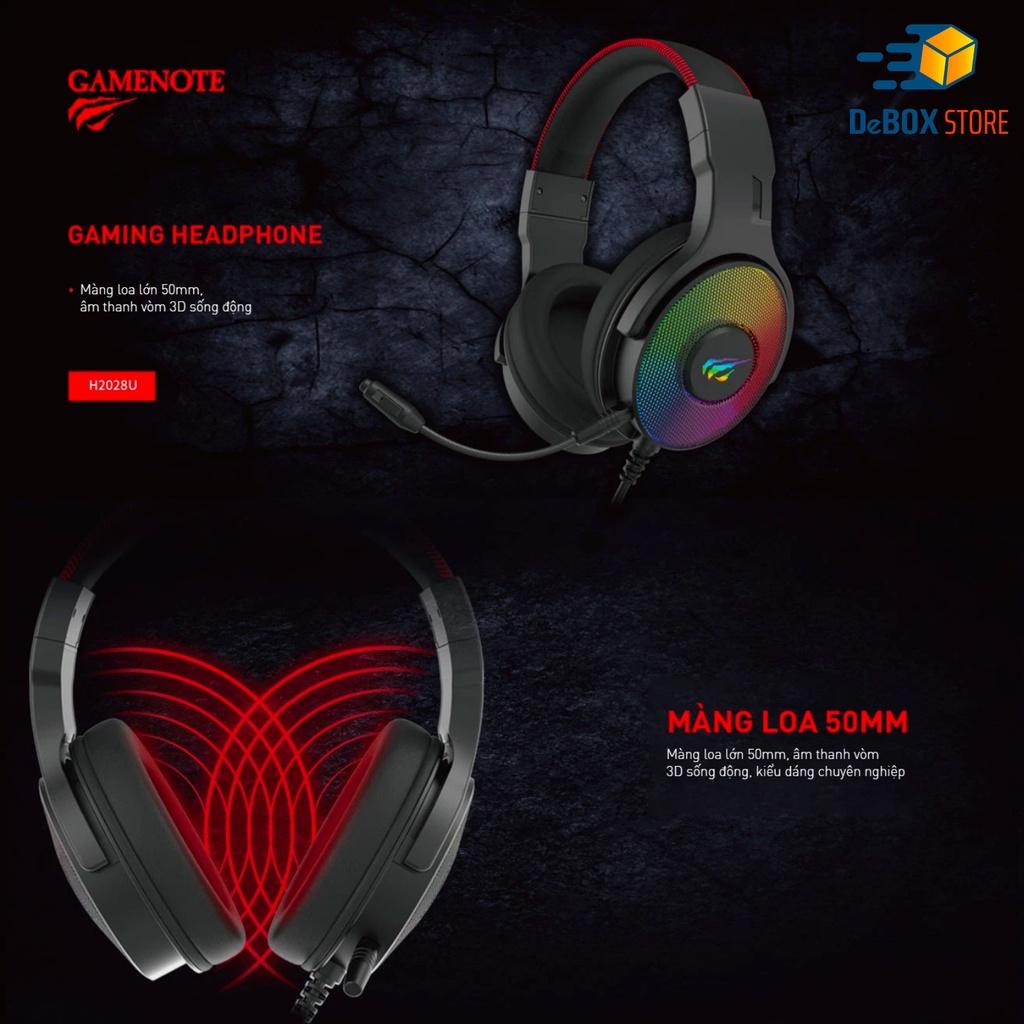 Tai Nghe Gaming Headphone HAVIT H2028U, Driver 50mm, Âm Thanh Vòm 3D, Đèn EGB Streaming - Hàng Chính Hãng