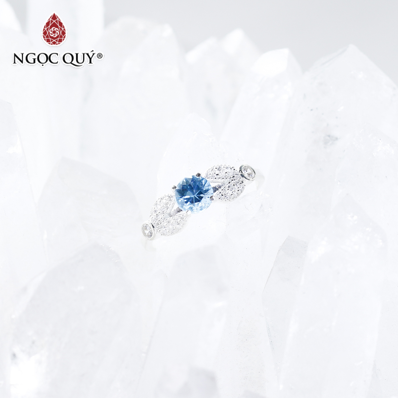 Nhẫn bạc nữ đá Topaz mệnh thủy, mộc - Ngọc Quý Gemstones