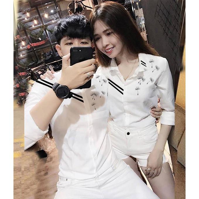Áo sơ mi đôi nam nữ chữ LOVE cao cấp | Áo cặp sơ mi đẹp | Áo Chất Store