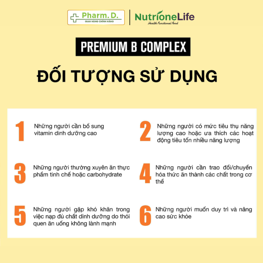 Viên Uống bổ sung Vitamin B Complex Giúp Giảm Căng Thẳng Mệt Mỏi, Suy Nhược NUTRIONELIFE Premium B Complex (30 Viên)