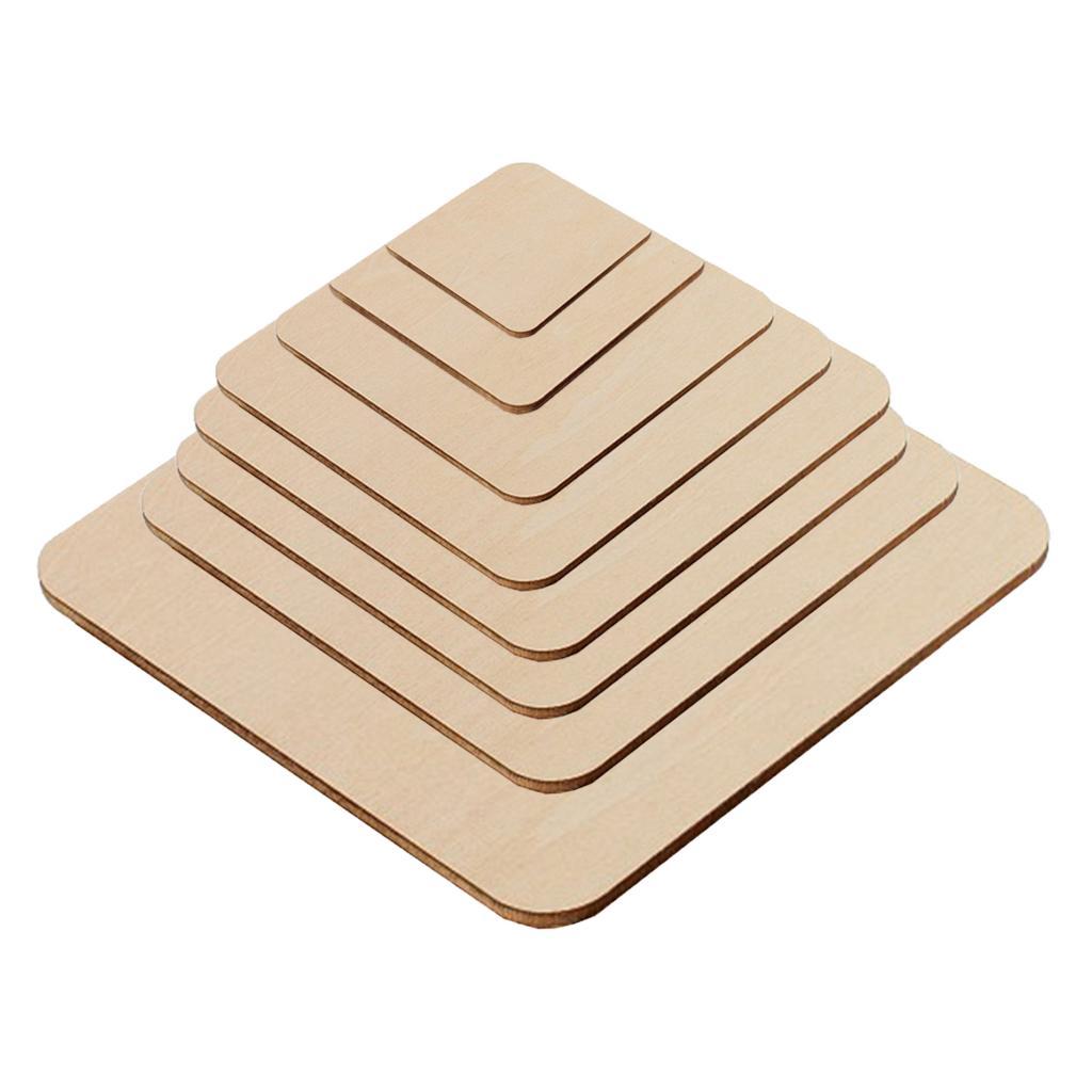 20x Blank Wood Natural Slices Wooden Squares Cutouts For DIY Crafts