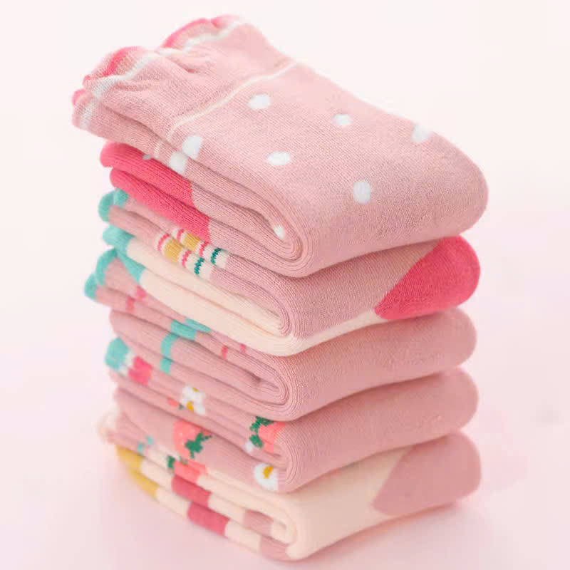 SET 5 ĐÔI TẤT VỚ DÂU TÂY HỒNG TỪ 0-14 TUỔI SIÊU XINH DỄ THƯƠNG DÀNH CHO BÉ GÁI