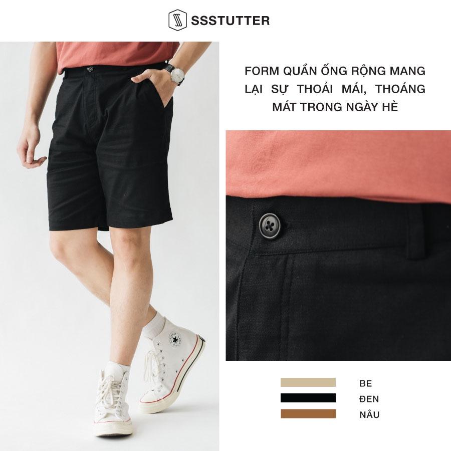 Quần shorts nam SSSTUTTER chất cotton thoáng mát thiết kế năng động thoải mái 3 màu năng động basic khaki shorts