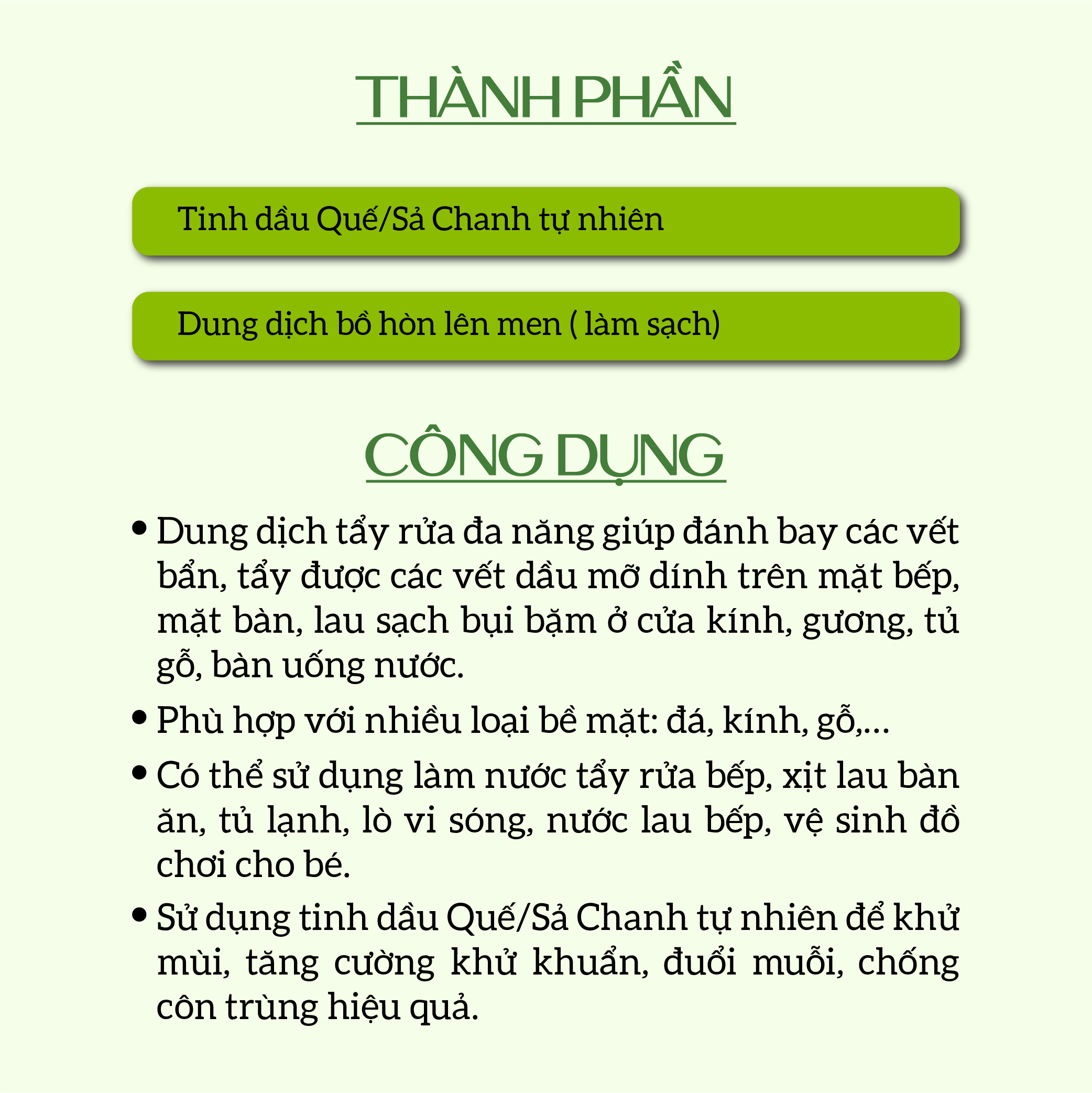 (TẶNG KÈM VỎ XỊT) Nước Lau Bàn Ăn Hữu Cơ ECOCARE 4L Quế/Sả Chanh Giúp Khử Mùi, Tẩy Vết Mốc, Ố Bẩn, Loại Bỏ Vết Dầu Mỡ