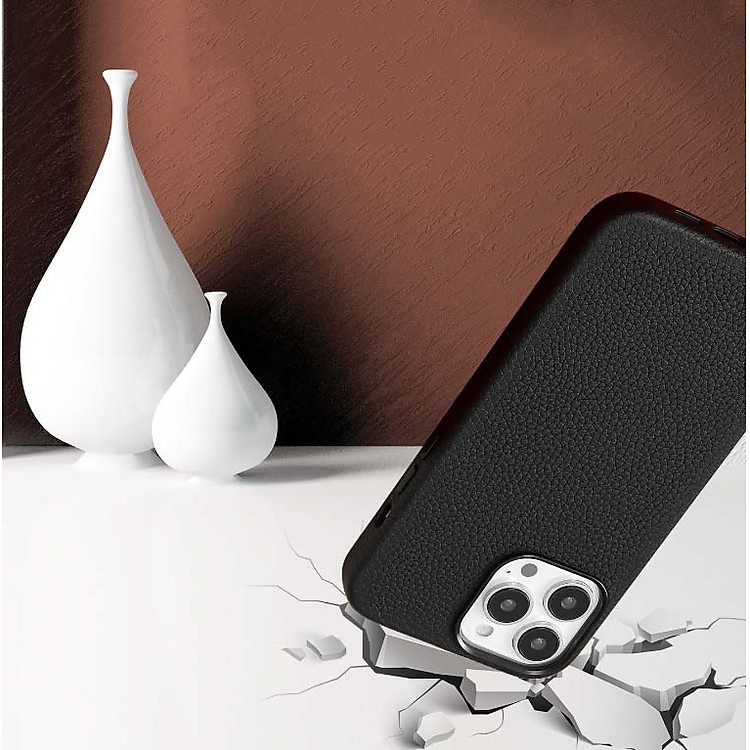 Ốp lưng cao cấp da bò cho iPhone 14 promax kiêm sạc từ tính - hàng chính hãng
