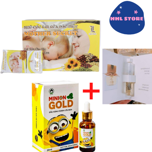 Combo Ngũ Cốc Lợi Sữa Lạc Lạc và Tinh Dầu Húng Chanh Minion Gold giúp chăm sóc sức khỏe cho mẹ và bé Tặng Mẫu Test Nước Hoa LUA