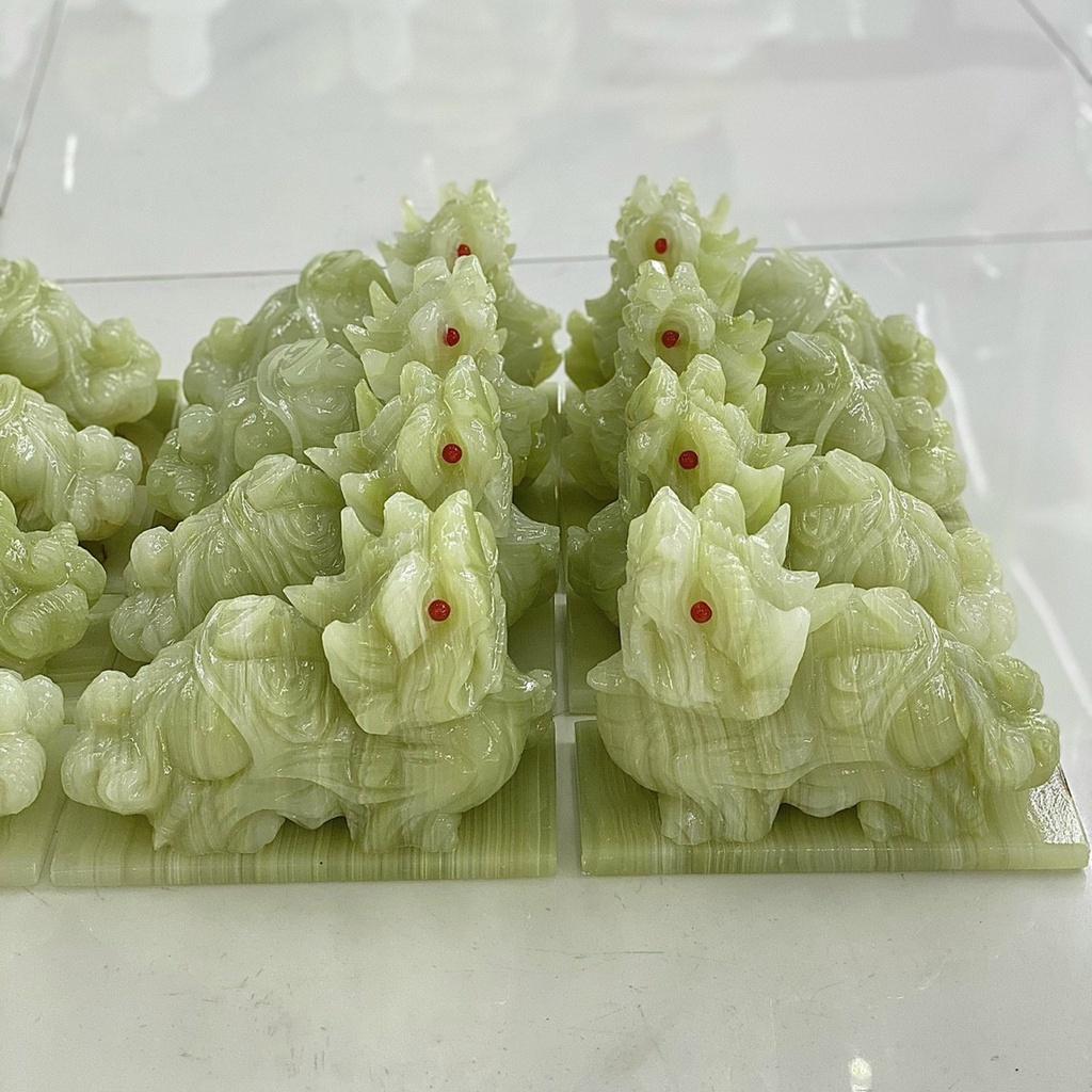 Cặp Tỳ Hưu Phong Thủy, Tỳ Hưu Tài Lộc Đá Ngọc Hoàng Long- Dài 15cm