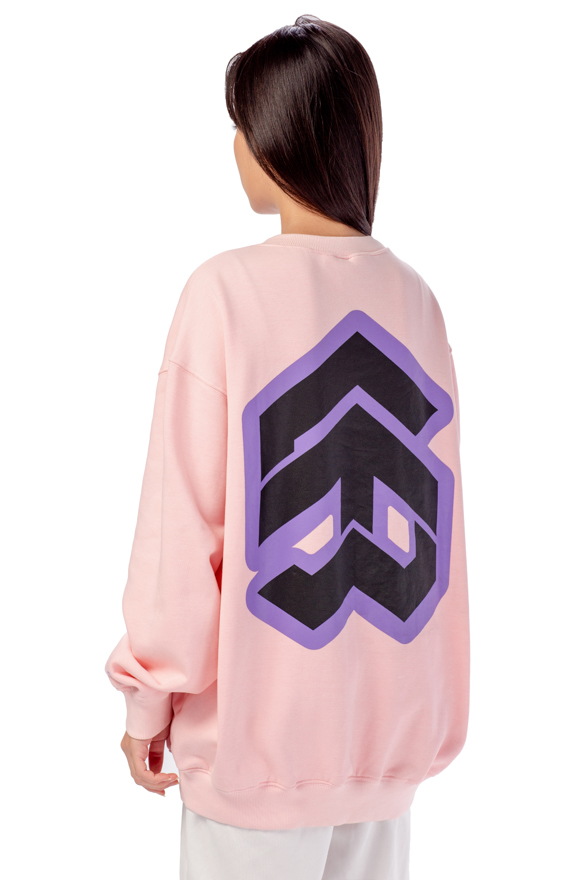 Áo Sweater 5THEWAY Tay Dài Hồng aka /stroke/ BIG LOGO SQUARE SWEATER in CRYSTAL ROSE