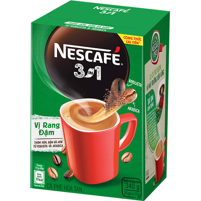 Combo 3 hộp cà phê hòa tan Nescafé 3in1 vị rang đậm - công thức cải tiến (Hộp 20 gói) - [Tặng 1 ly 2 lớp tiện lợi] Giao mẫu ngẫu nhiên