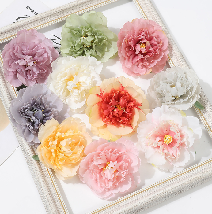 Bông hoa mẫu đơn 10cm phụ kiện trang trí tết làm vòng hoa handmade