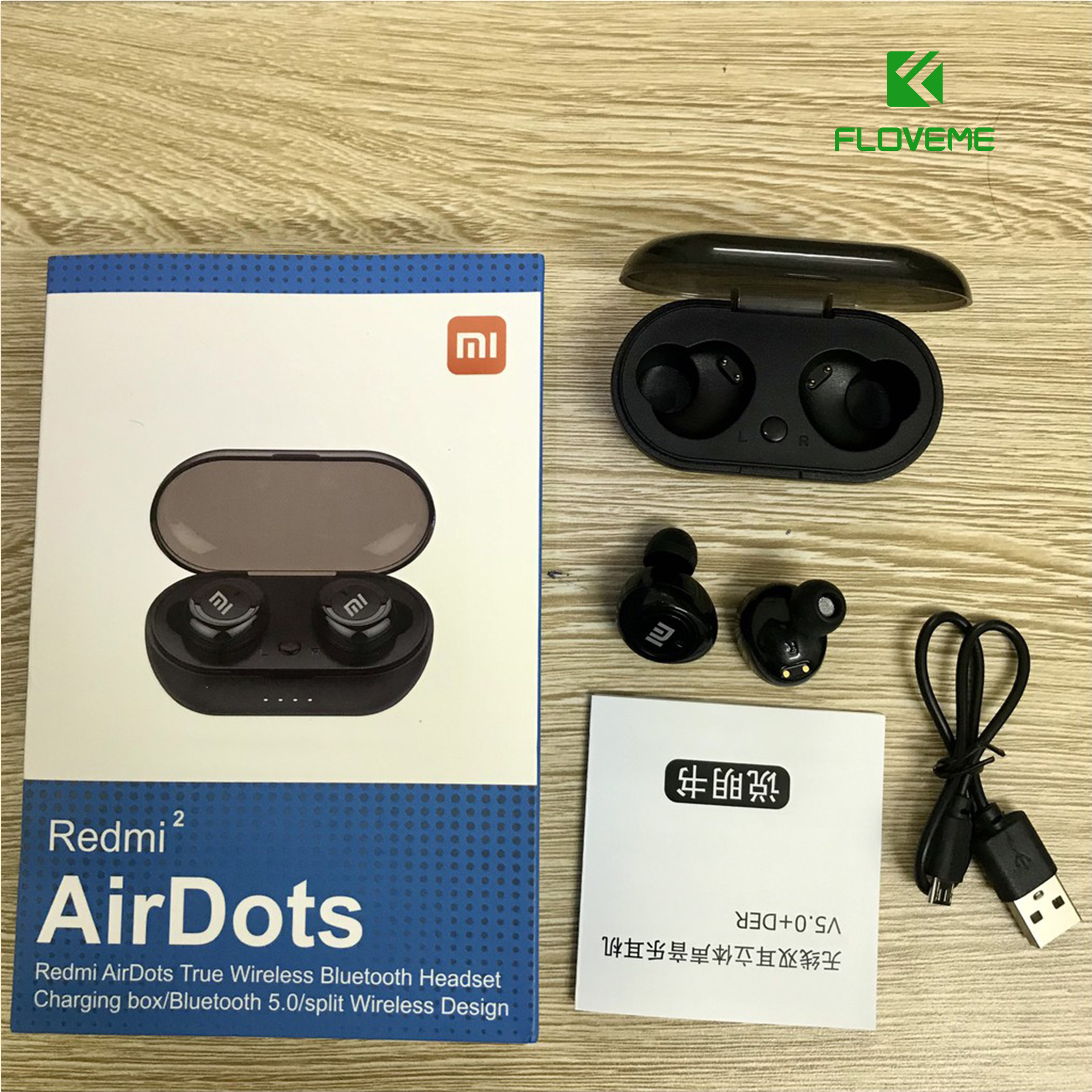 Tai Nghe Bluetooth FLOVEME  Airdots 2  - chất âm ấm, Bass-treble rõ ràng Chống Ồn - Mic Đàm thoại - Hàng chính hãng