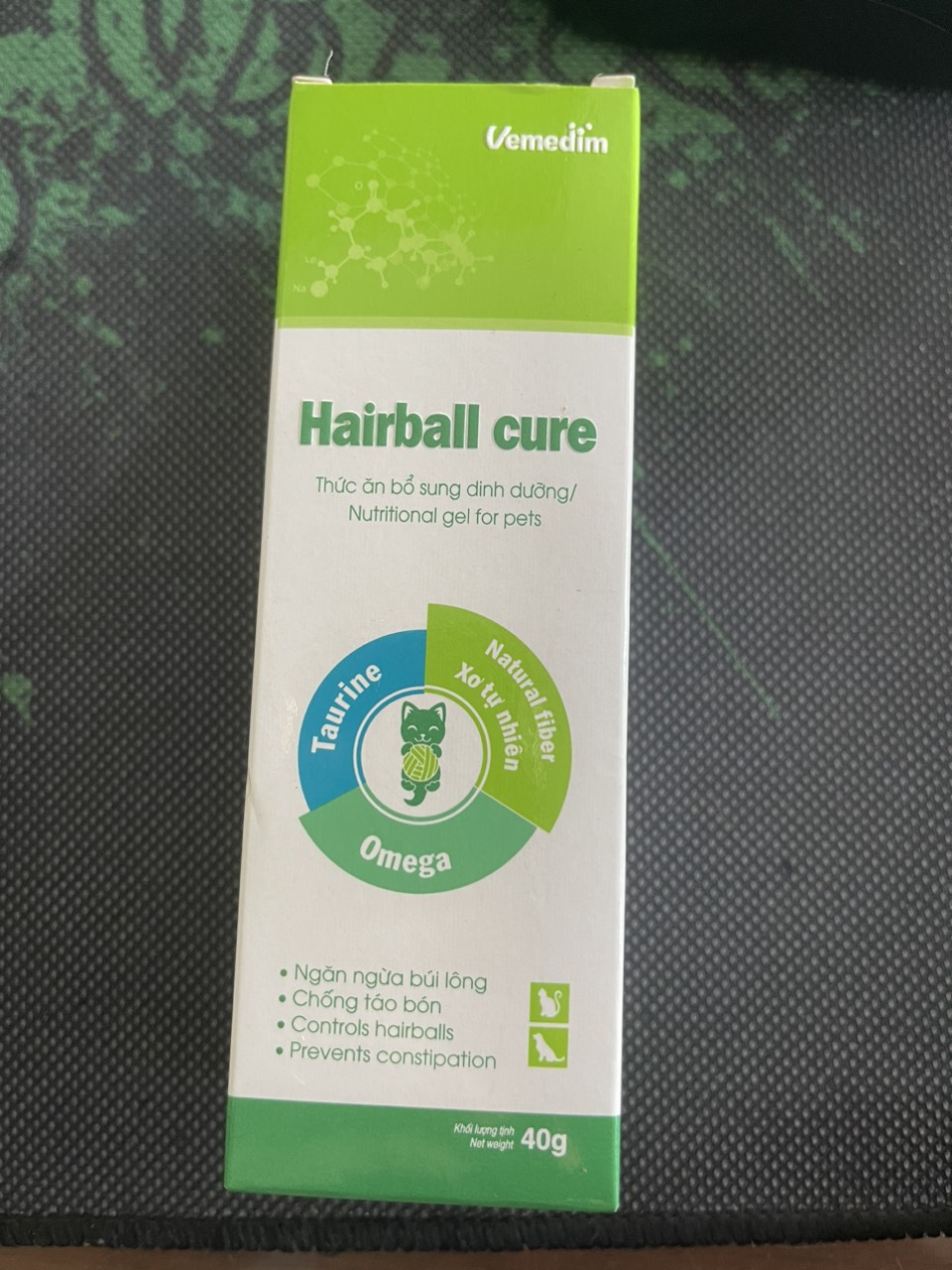 Vemedim Hairball cure giải quyết búi lông trong dạ dày và ruột, hỗ trợ tiêu hóa chó mèo, tuýp 40g