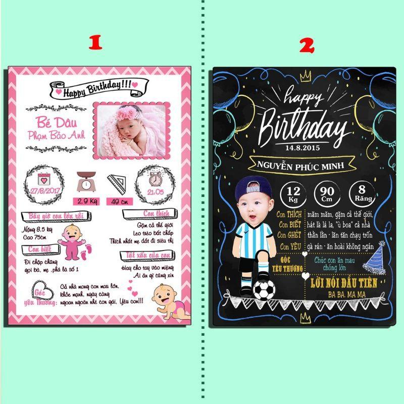 BẢNG ẢNH 12 THÁNG, BẢNG THÔNG TIN BÉ SINH NHẬT