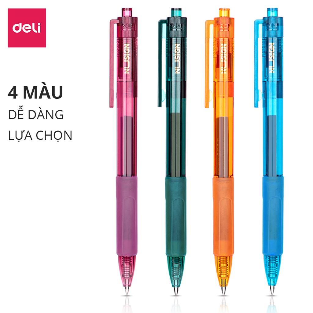 Bút Bi Nước Mực Gel Màu Đen Cao Cấp Ngòi 0.5mm Deli - Kẹp Bút Điều Chỉnh Kích Thước - 4 Màu Sắc Thời Trang BST Văn Phòng Phẩm Cao Cấp Nusign - Phù Hợp Học Sinh Văn Phòng Bút Ký Quà Tặng Thầy Cô Giáo - NS561